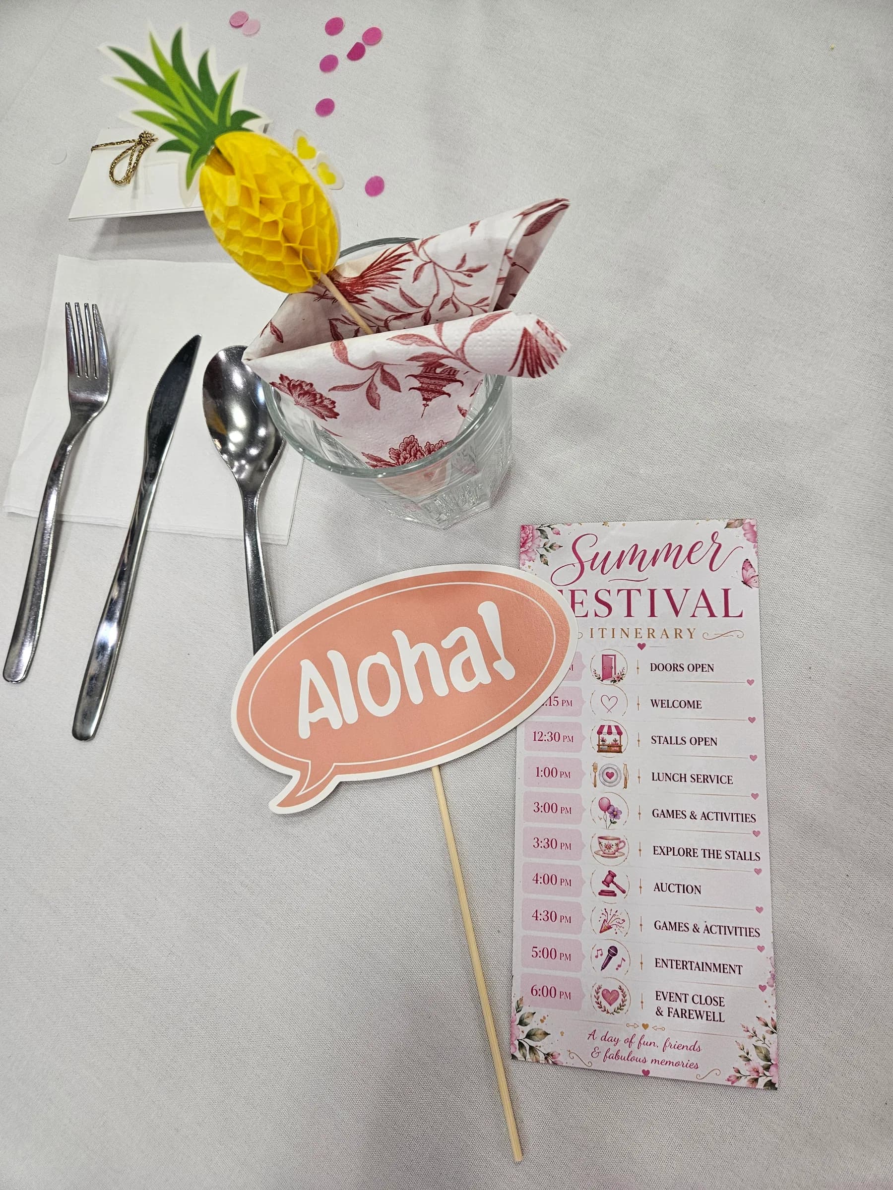 The Summer Festival programme with an Aloha photo prop