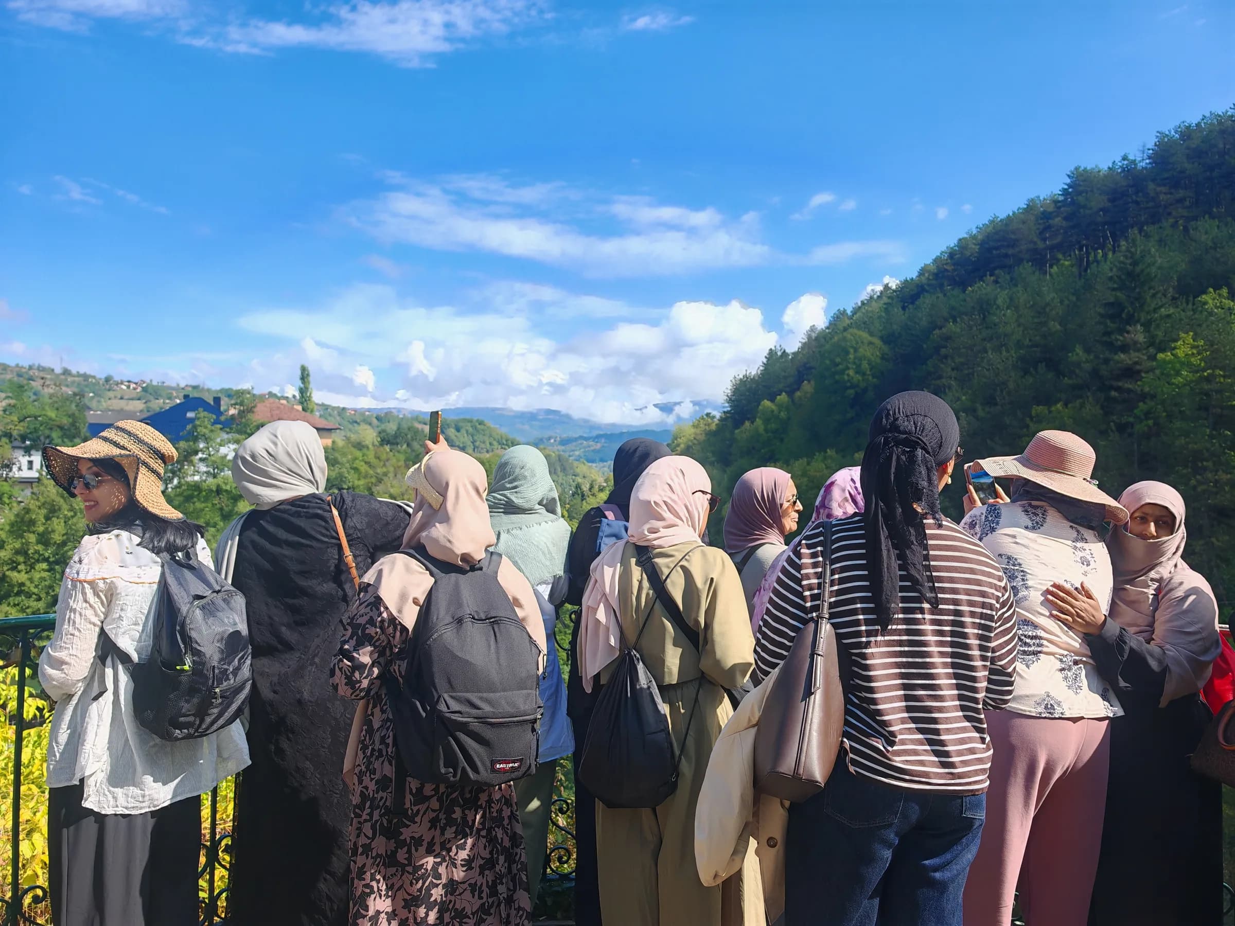 The group taking in the view from a hilltop in central Bosnia