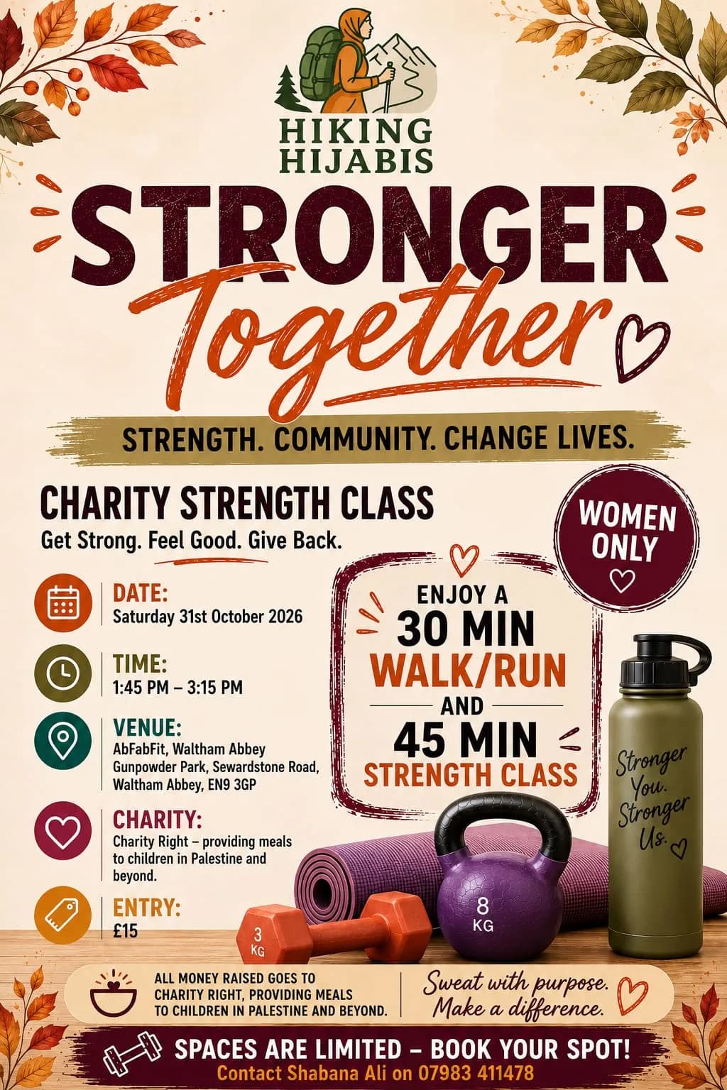 The Stronger Together charity strength class poster